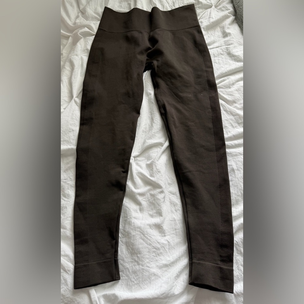 SET Active Women’s Ribbed Medium Brown Leggings *flaw read - Picture 2 of 6